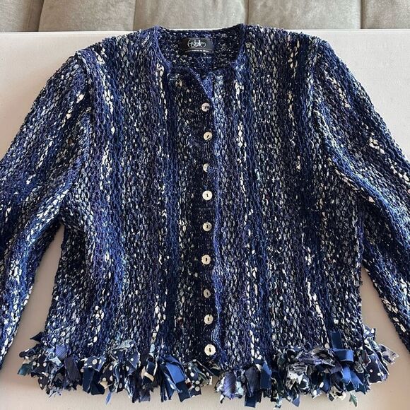 Vintage Estelle Gracer Fiber Artist Art-to-Wear Handwoven Cardigan Jacket Knit - Picture 2 of 13